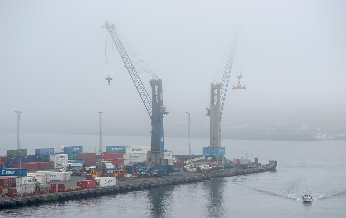 Faroei islands under a heavy fog