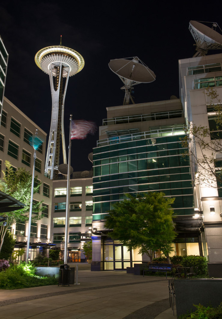 Večerní pohled na Space Needle