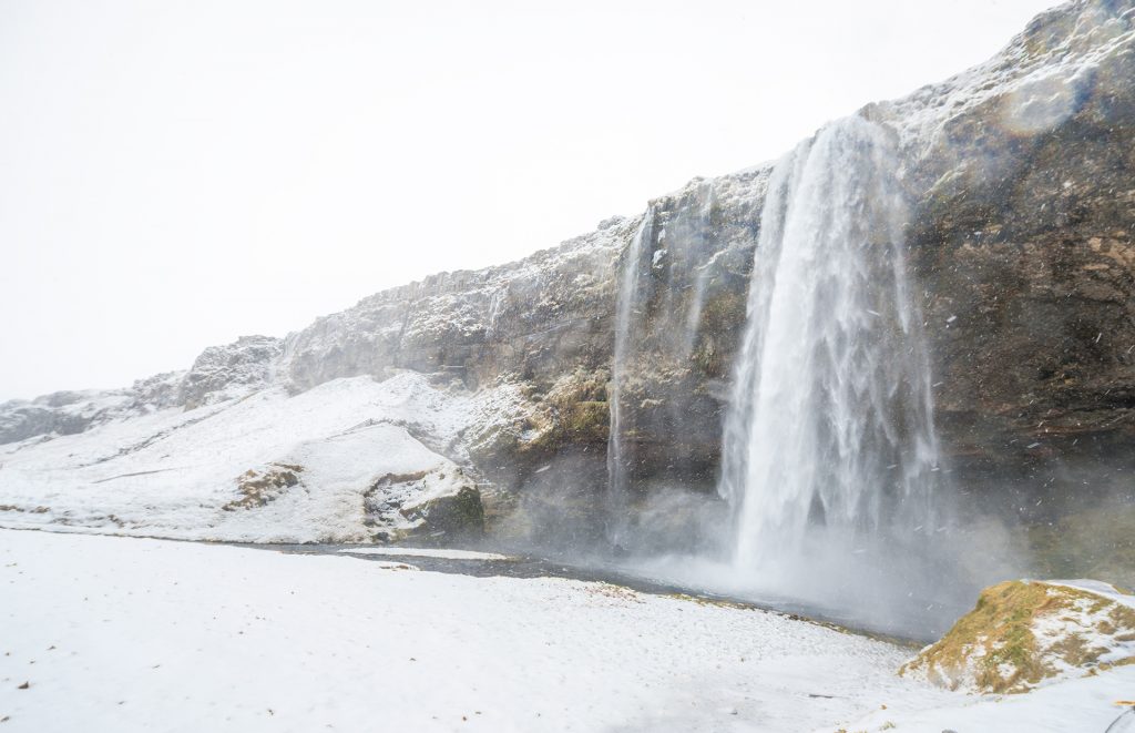 Iceland Seljalandfos near Golden Circle winter Icelandic