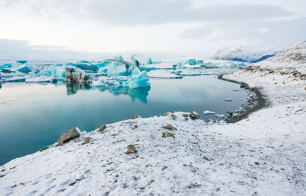 Jokulsarlon icelandic glacier lagoon winter