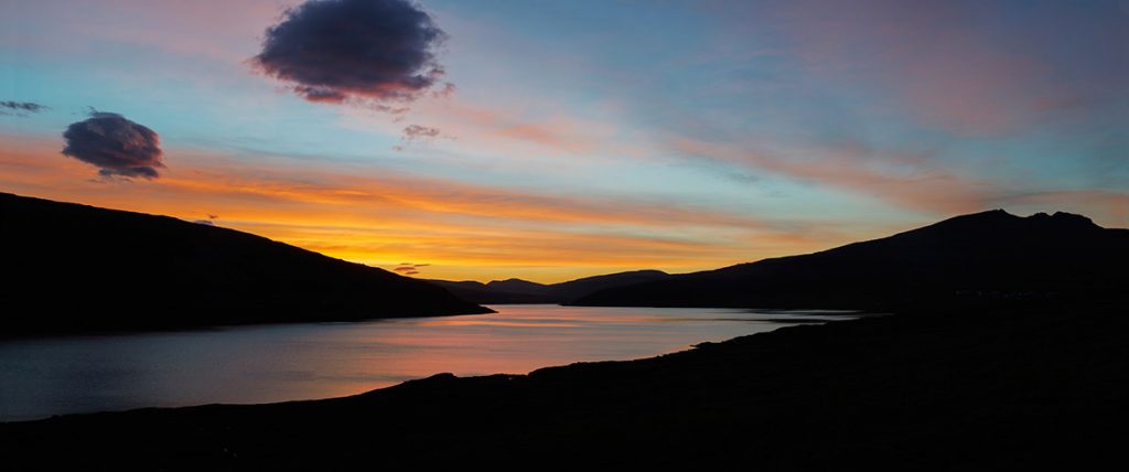 sunset over Sørvágsvatn and Vagar airport